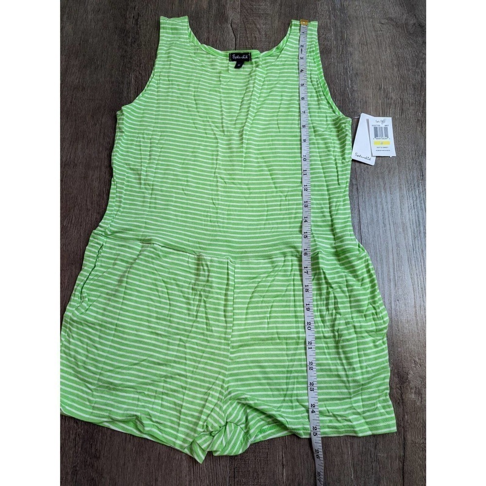 NWT Splendid Striped Shorts Romper Size Medium Girls Green - Picture 6 of 6